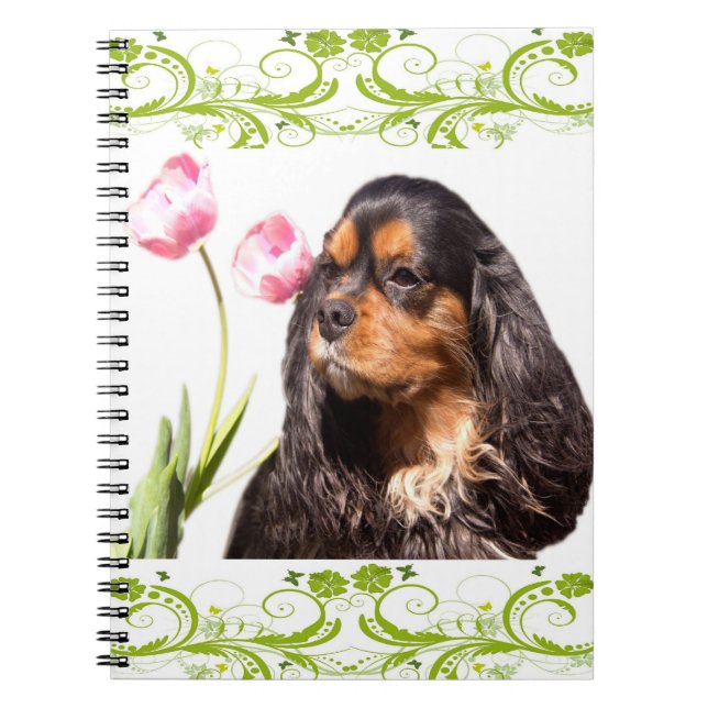 Cahier de notes Tulipes Cavalier King Charles Span (Devant)