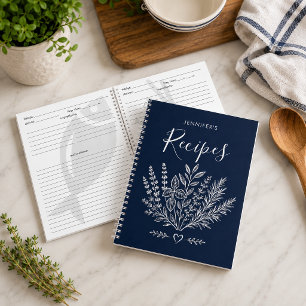 Cahier de recettes de famille bleu marine moderne