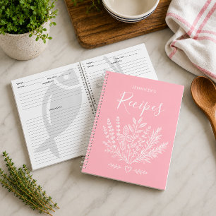 Cahier de recettes de famille rose clair moderne