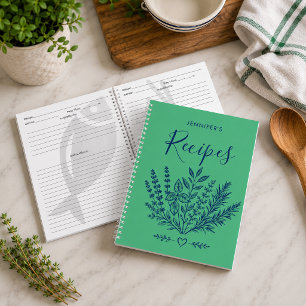 Cahier de recettes de famille vert Kelly moderne