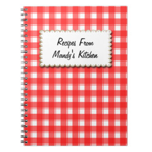 Cahier de recettes personnalisé à carreaux rouges 