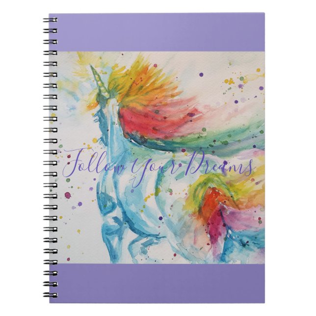 Cahier de rêves de peinture aquarelle Licorne (Devant)