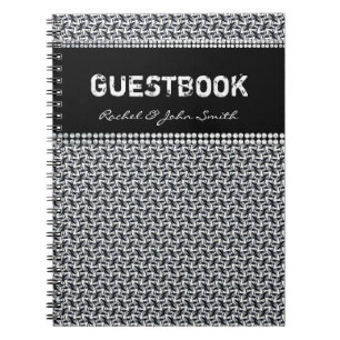 Cahier de signatures à motif Batika noir et blanc