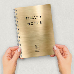 Cahier de voyage élégant monogramme or faux
