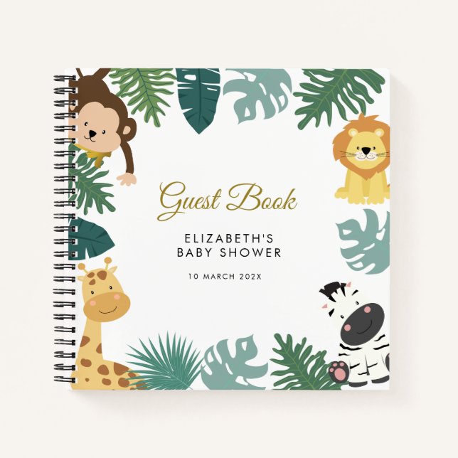cahier d'or du baby shower wild safari jungle (Devant)