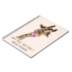 Cahier drôle de girafe sourire - Texte personnalis