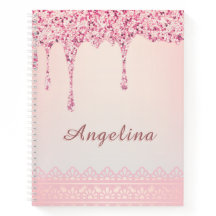 Cahier élégant rose glamour pailleté à effet de go