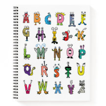 Cahier en spirale des créatures de l'alphabet