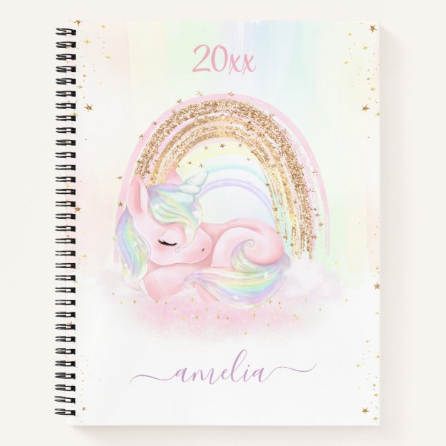 Cahier Féminin Licorne Pastel Mignon (Devant)
