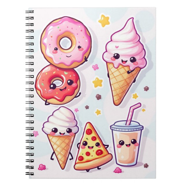 Cahier Fête de Nourriture Kawaii – Adorable & Amus (Devant)