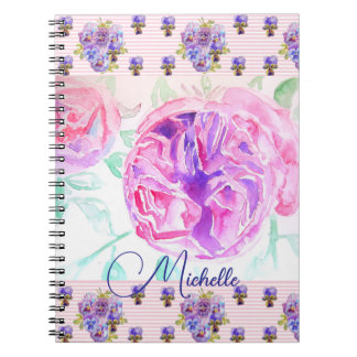 Cahier Fille Lilas Aquarelle Rose Pâle