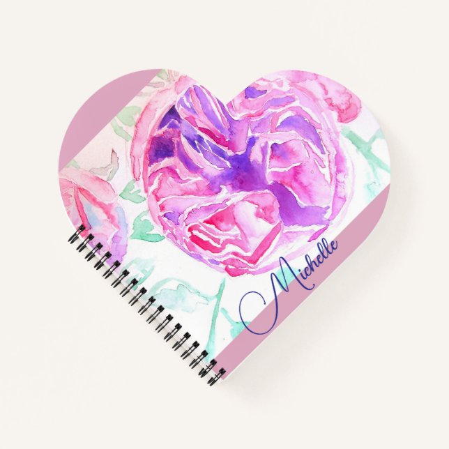 Cahier Fille Lilas Aquarelle Rose Rose Pâle (Devant)