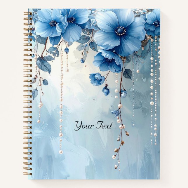 Cahier Fleurs Bleues et Perles (Devant)