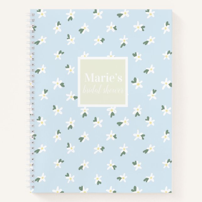 Cahier floral bleu personnalisable (Devant)
