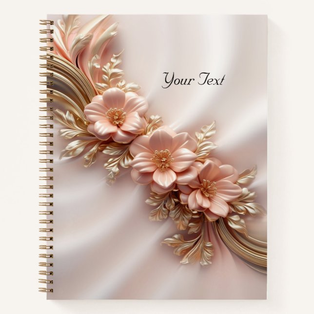 Cahier floral orange pêche élégant (Devant)