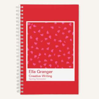 Cahier floral rouge et rose