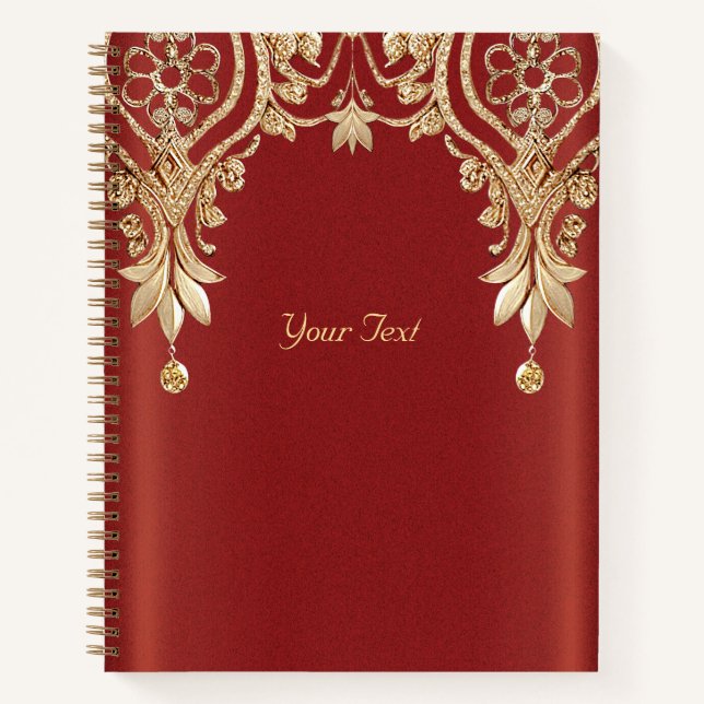 Cahier Floral Rouge Or Moderne (Devant)