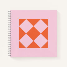Cahier Géométrique Corail Vibrant et Rose Pastel