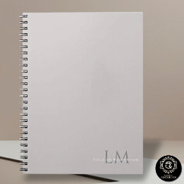 Cahier gris taupe monogramme personnalisé