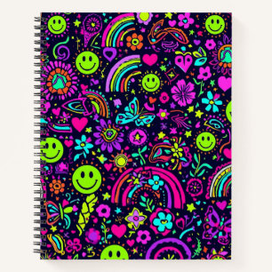 Cahier Groovy Psychedelic Smiley Face - Rétro 70