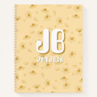 Cahier jaune bébé simple avec initiales