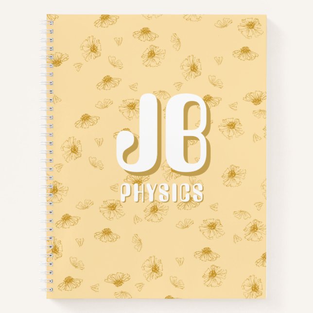 Cahier jaune bébé simple avec initiales  (Devant)
