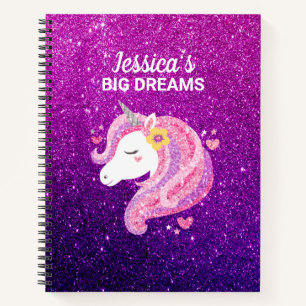 Cahier Journal Licorne Pailleté Mignon