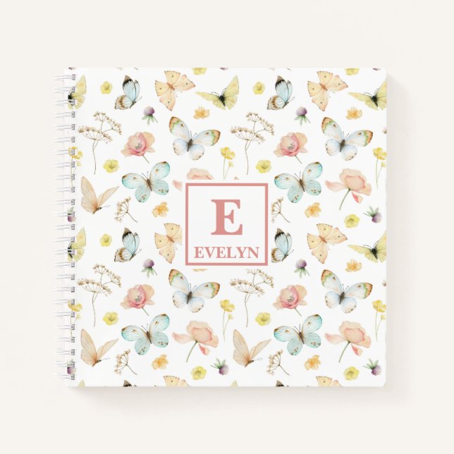 Cahier Journal Monogramme Papillons (Devant)