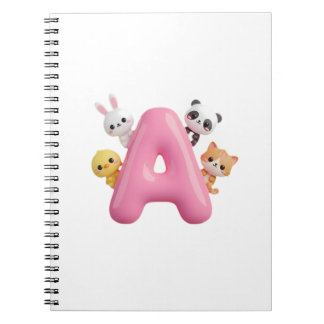 Cahier Lettre A Ballon Rose 3D – Carnet Animaux de