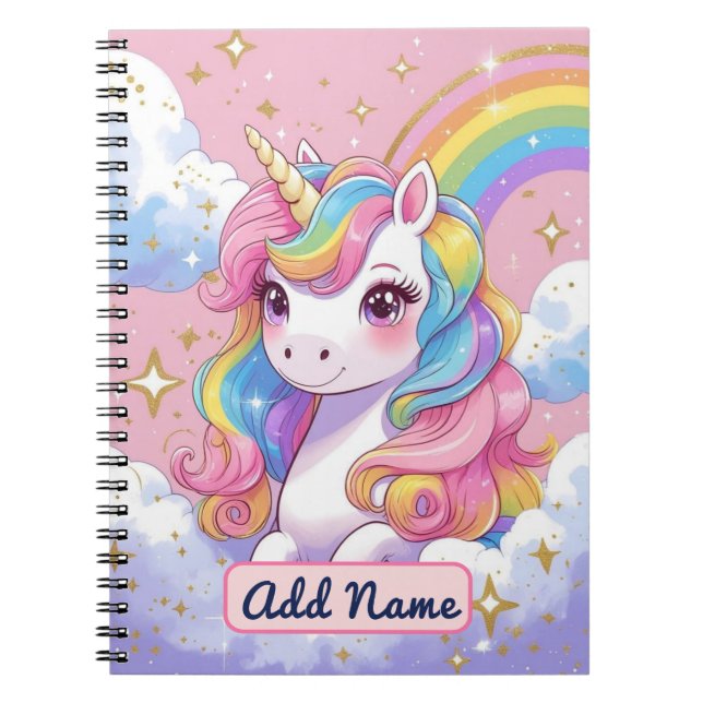 Cahier Licorne Mignon – Nom éditable (Devant)