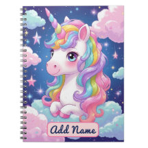 Cahier Licorne Mignonne – Nom éditable