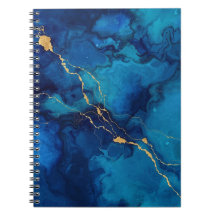 Cahier Marbré Encre Profonde Bleue avec Lignes de 