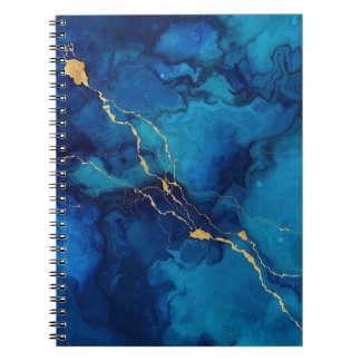 Cahier Marbré Encre Profonde Bleue avec Lignes de 
