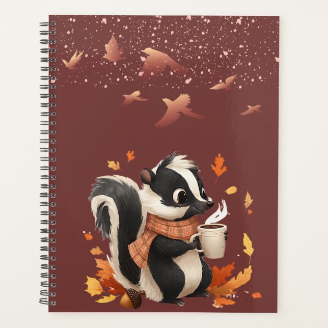 Cahier mignon de la saison automnale avec mouffett (Devant)