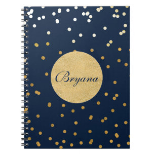 Cahier moderne à points de confettis brillants ble