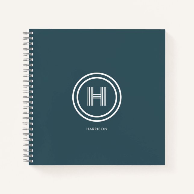 Cahier | Moderne Monogramme de forme simple (Devant)