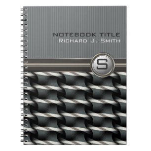 Cahier Monogramme à Motif en Acier Abstrait pour M