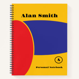 Cahier Monogramme Géométrique Rouge Jaune Bleu