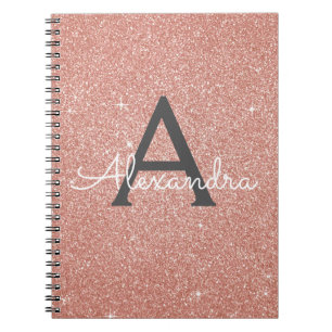 Cahier Monogramme Paillettes Rose Gold Rose