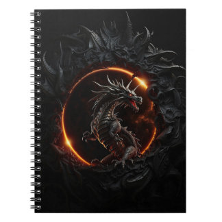 Cahier noir Eclipse solaire Dragon gothique