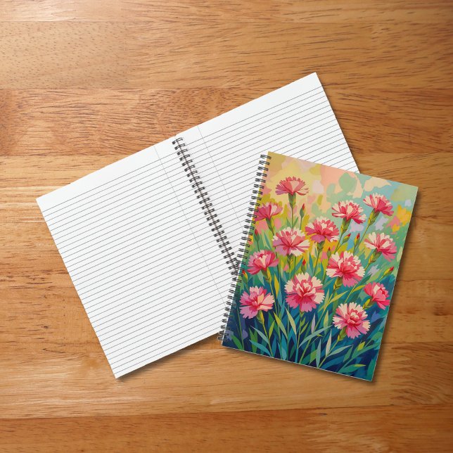 Cahier Œillets Roses (Notebook with pink carnations)