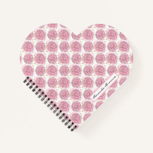 Cahier peint de roses roses et de paillettes dorée