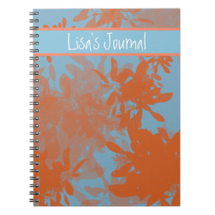 Cahier personnalisable à feuilles bleues et orange