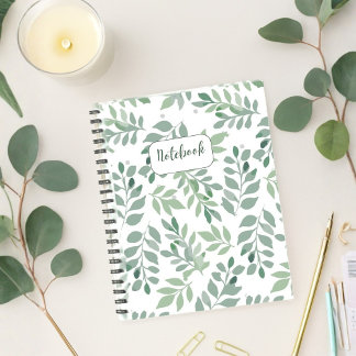 Cahier personnalisé à motif de feuille verte