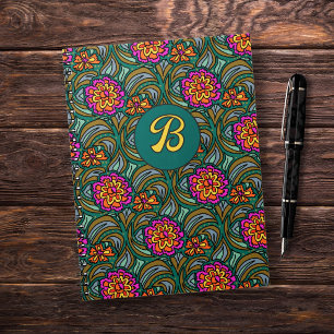 Cahier personnalisé à motif floral avec initiale
