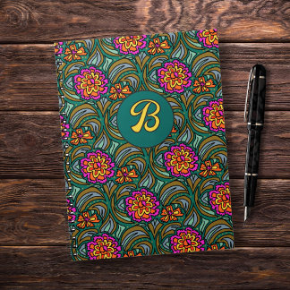 Cahier personnalisé à motif floral avec initiale
