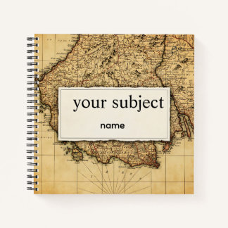 Cahier personnalisé avec carte du monde vintage an