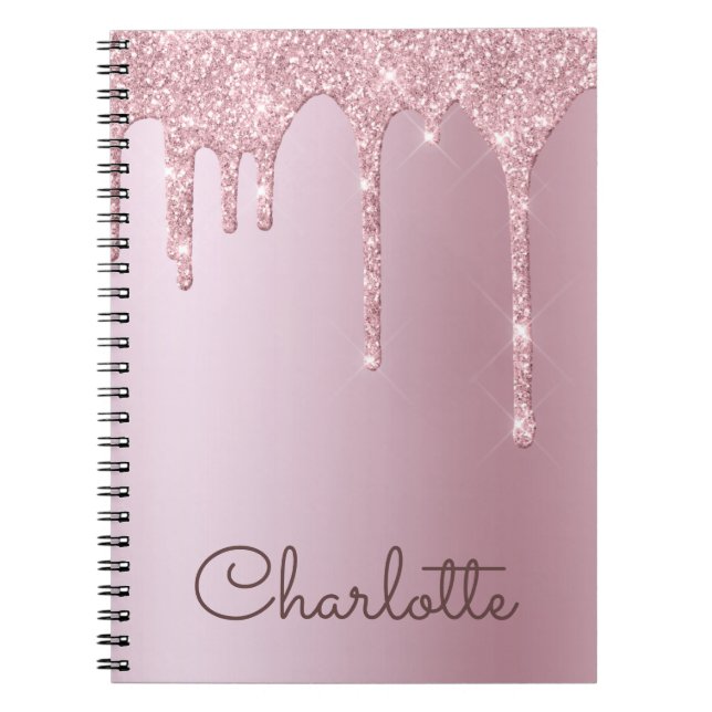 Cahier Personnalisé avec Drips de Paillettes en Or (Devant)