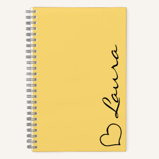 Cahier personnalisé avec nom écriture cœur