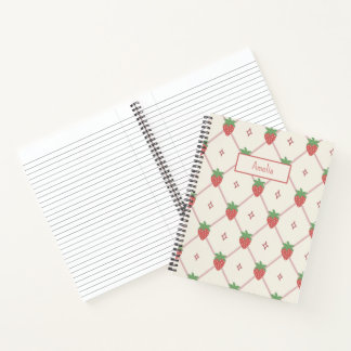 Cahier Personnalisé avec Nom sur Grille de Fraises